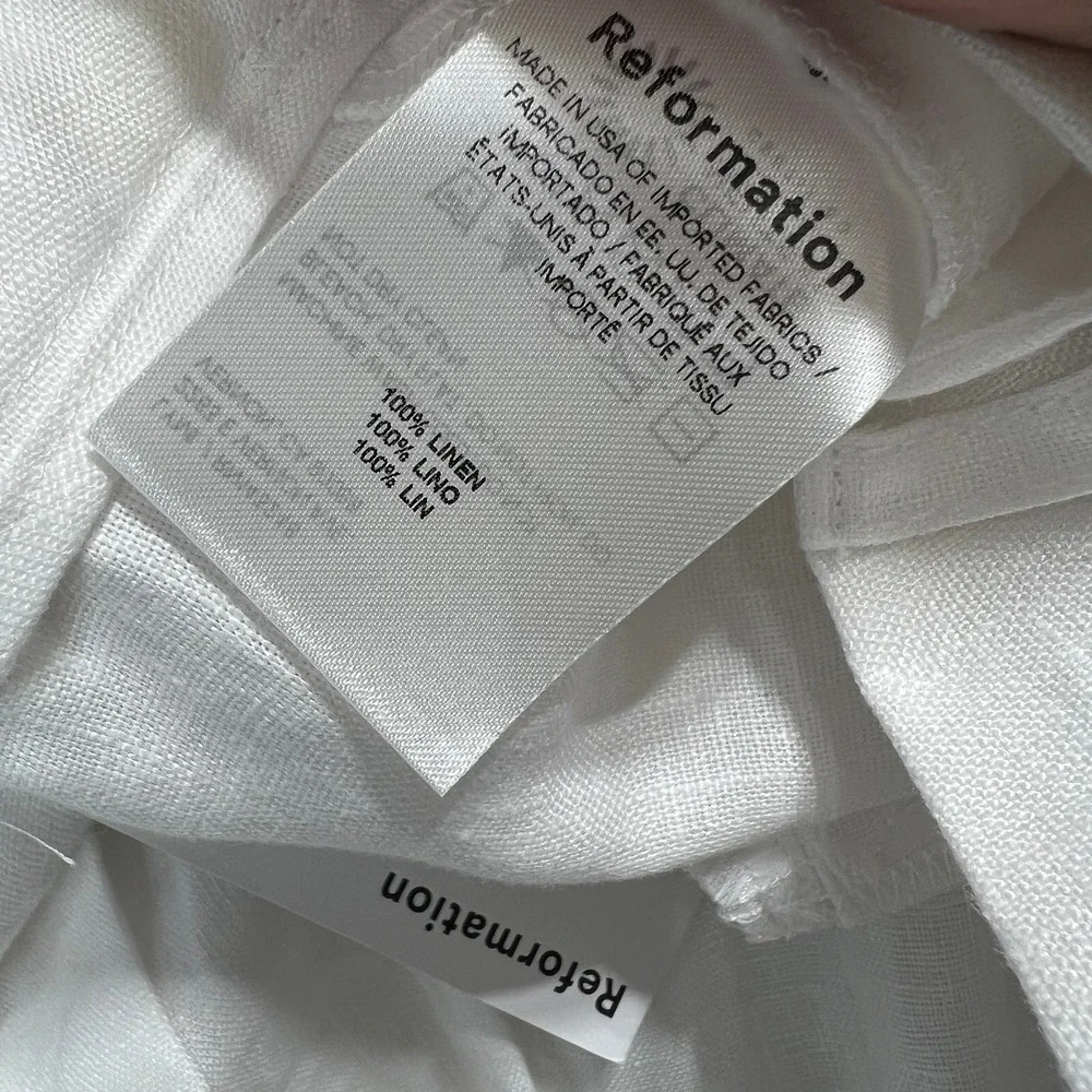 NWT Reformation Mason Linen Pants Pleated Wide Leg Linen Pants Women's 16 White